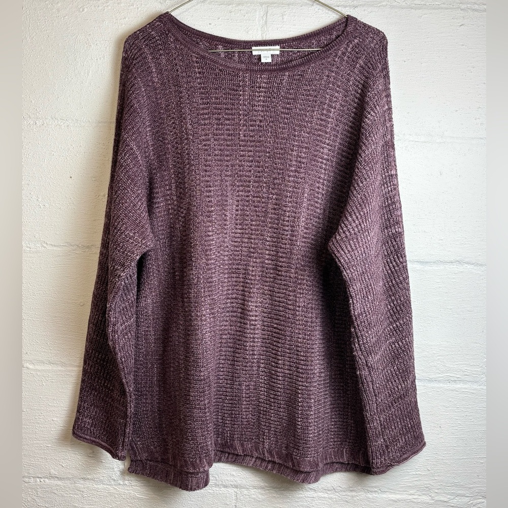 PureJill Woman’s Purple Knit Long Sleeve Crewneck Cozy Plain Sweater Size Medium
